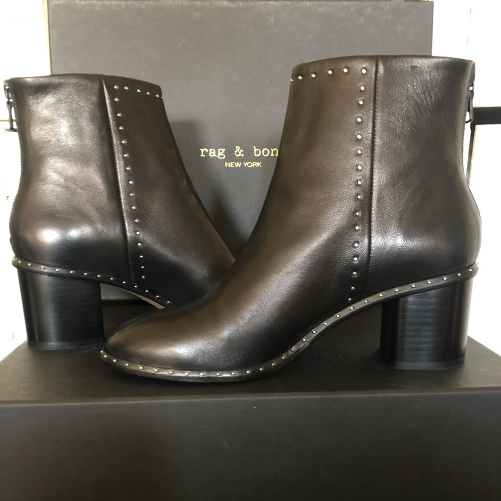 Rag & Bone Black Studded Ankle “Willow” Boots
